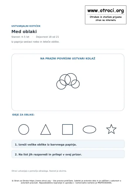 Ustvarjalna dejavnost: Med oblaki