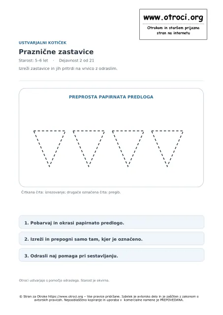 Ustvarjalna dejavnost: Praznične zastavice