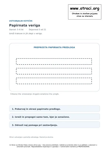 Ustvarjalna dejavnost: Papirnata veriga
