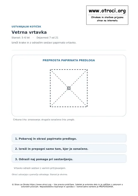 Ustvarjalna dejavnost: Vetrna vrtavka