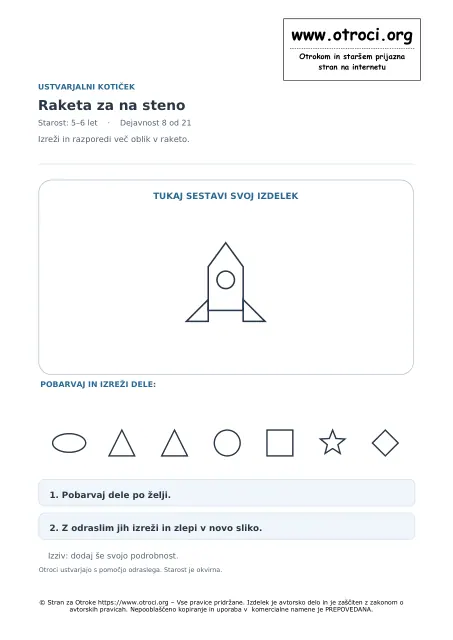 Ustvarjalna dejavnost: Raketa za na steno