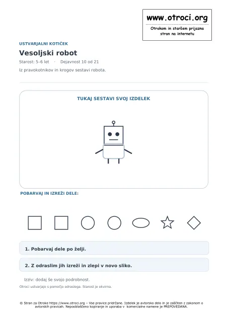 Ustvarjalna dejavnost: Vesoljski robot