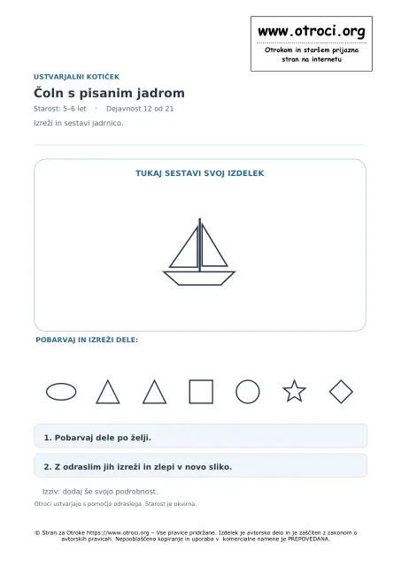 Ustvarjalna dejavnost: Čoln s pisanim jadrom