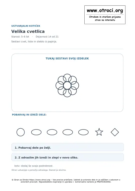 Ustvarjalna dejavnost: Velika cvetlica