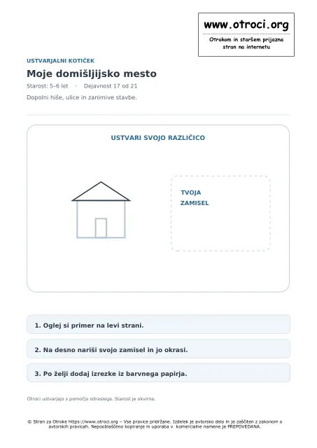 Ustvarjalna dejavnost: Moje domišljijsko mesto