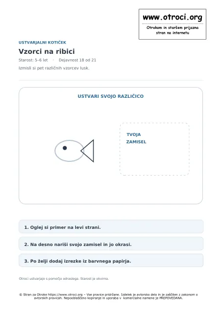 Ustvarjalna dejavnost: Vzorci na ribici