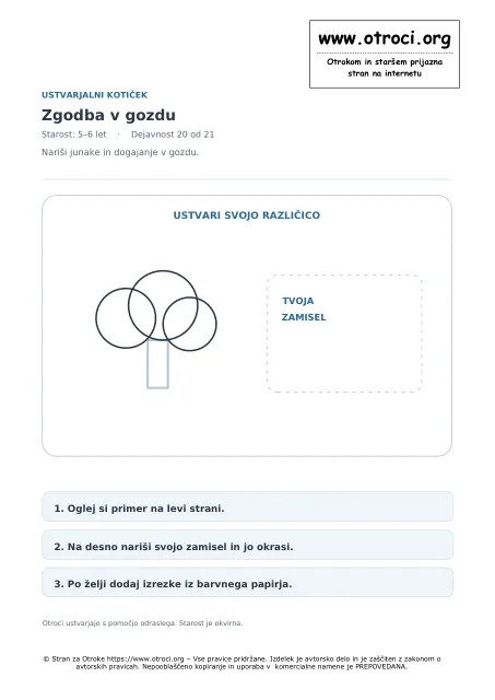 Ustvarjalna dejavnost: Zgodba v gozdu